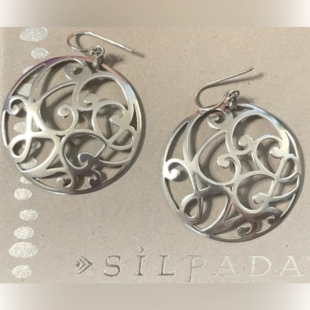 NEW Silpada Vintage Sterling Silver Scroll Dangle Earrings - Picture 6 of 7